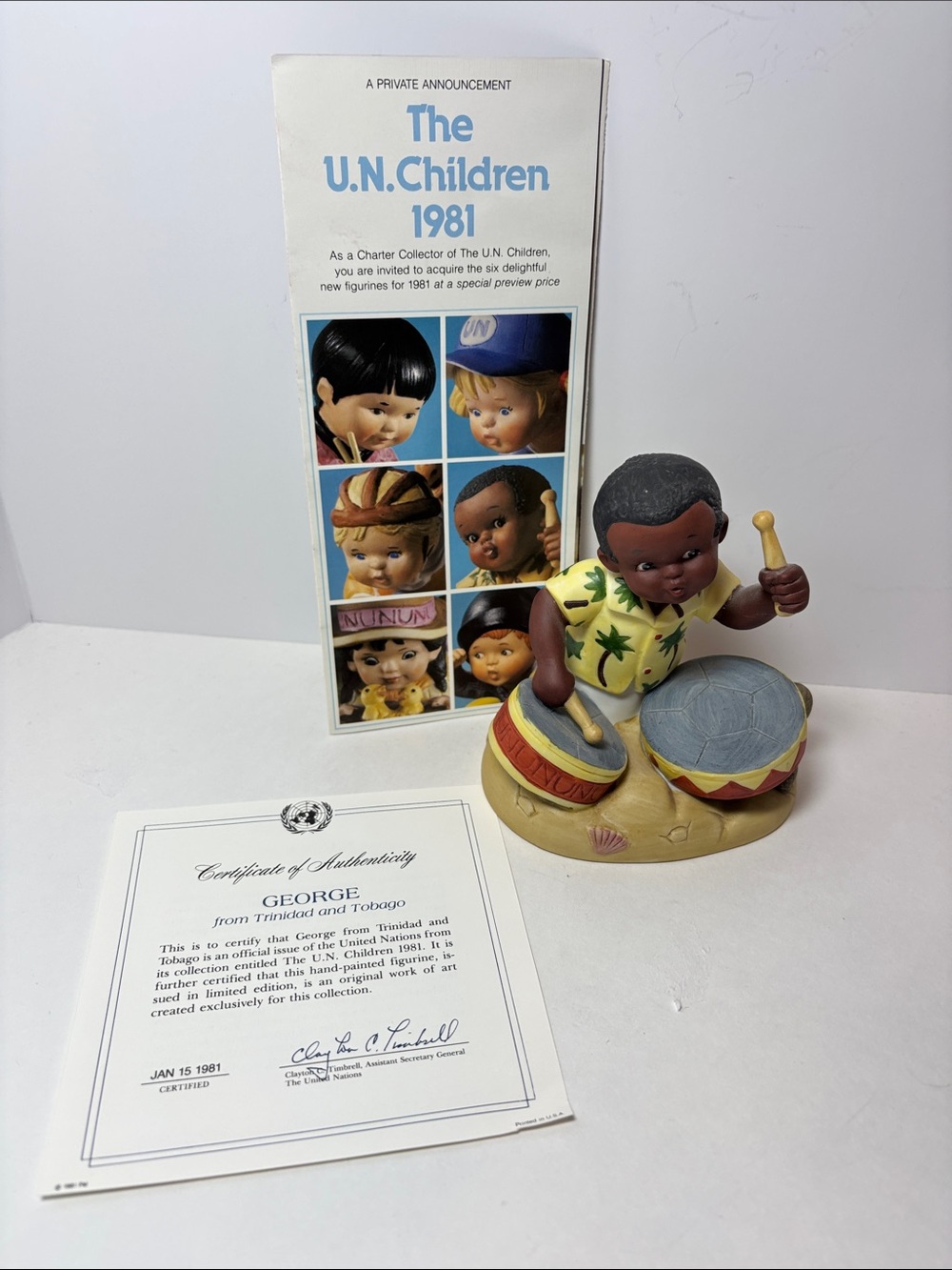Franklin Mint George the Drummer Figurine -From Trinidad and Tobago